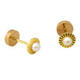 Aros bebe abridores con Perla cultivada y oro 18k facetado