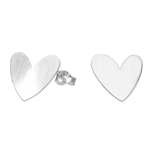 Aros Corazon Satinado Plata Ley 925