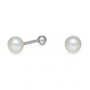 Aros bebe plata ley 925 de perla achatada con tornillo seguro 4mm