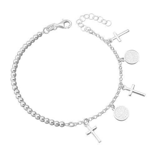 Pulsera San Benito y Cruces y Esferas